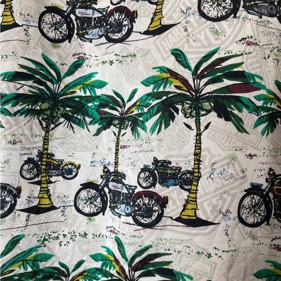 Harley Davidson Vintage Silk Hawaiian Short Sleeve Button Down Shirt Large - Picture 3 of 4